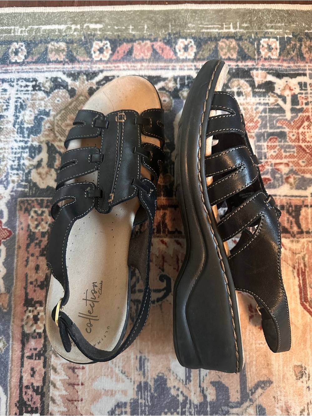 Clarks Black Leather Men's Fisherman Sandals